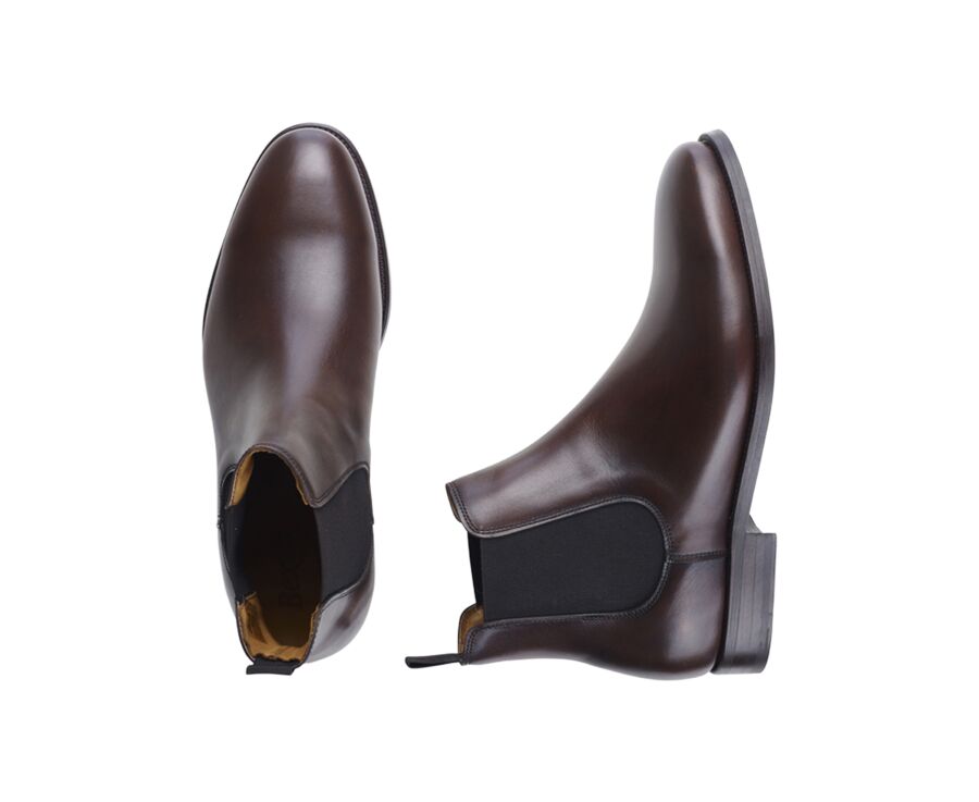 Chelsea boots cuir homme Chocolat Patiné - ALDERTON GOMME