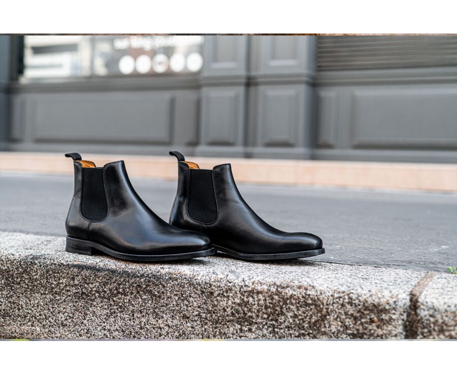 Chelsea boots cuir homme Noir - ALDERTON GOMME