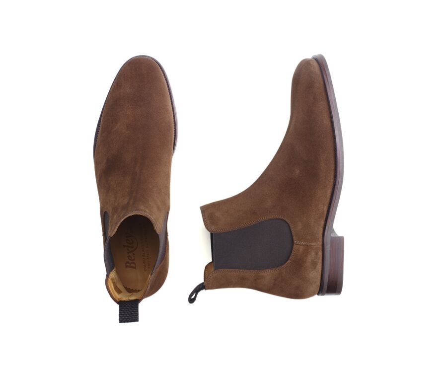 Chelsea boots homme velours Havane - ALDERTON GOMME