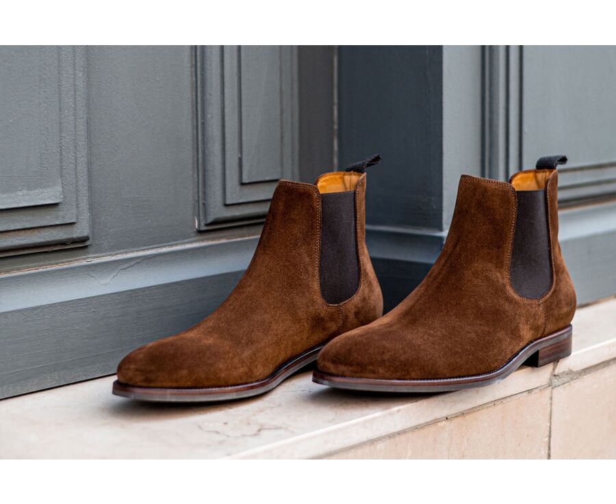 Chelsea boots homme velours Havane - ALDERTON GOMME