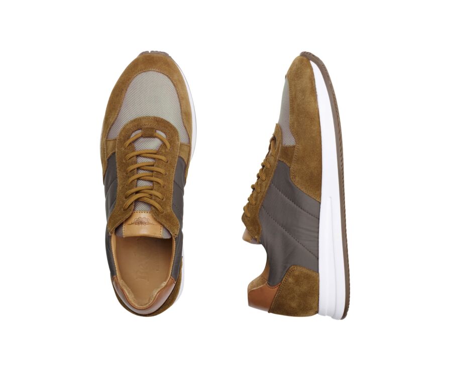 Sneakers homme velours Chamois et Kaki - NIRRANDA