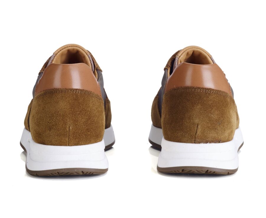 Sneakers homme velours Chamois et Kaki - NIRRANDA