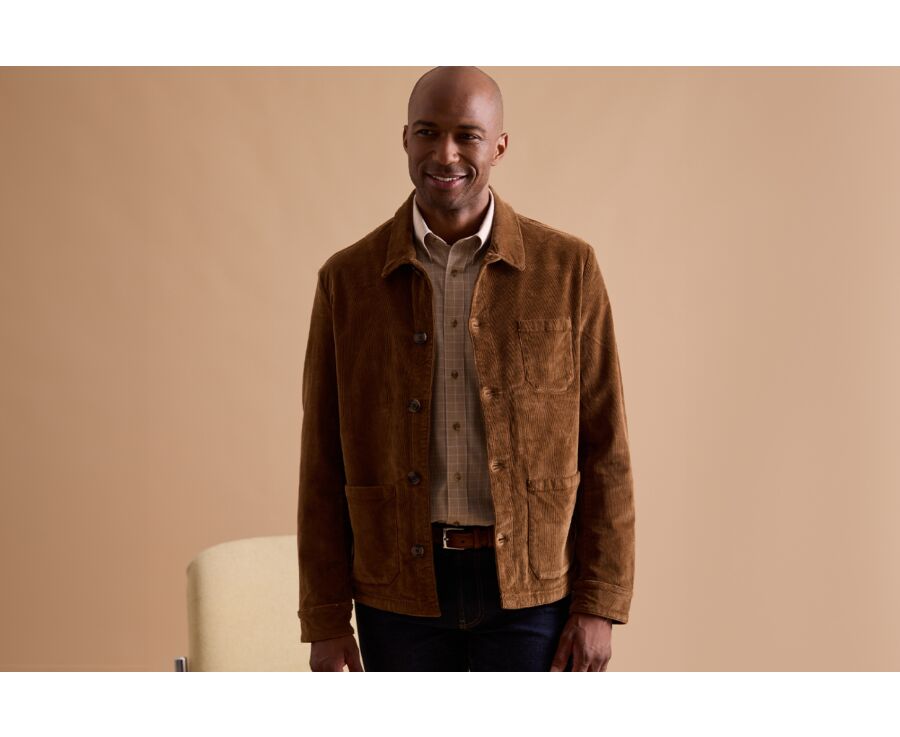 Veste velours homme Camel foncé - FIDÉLIEN