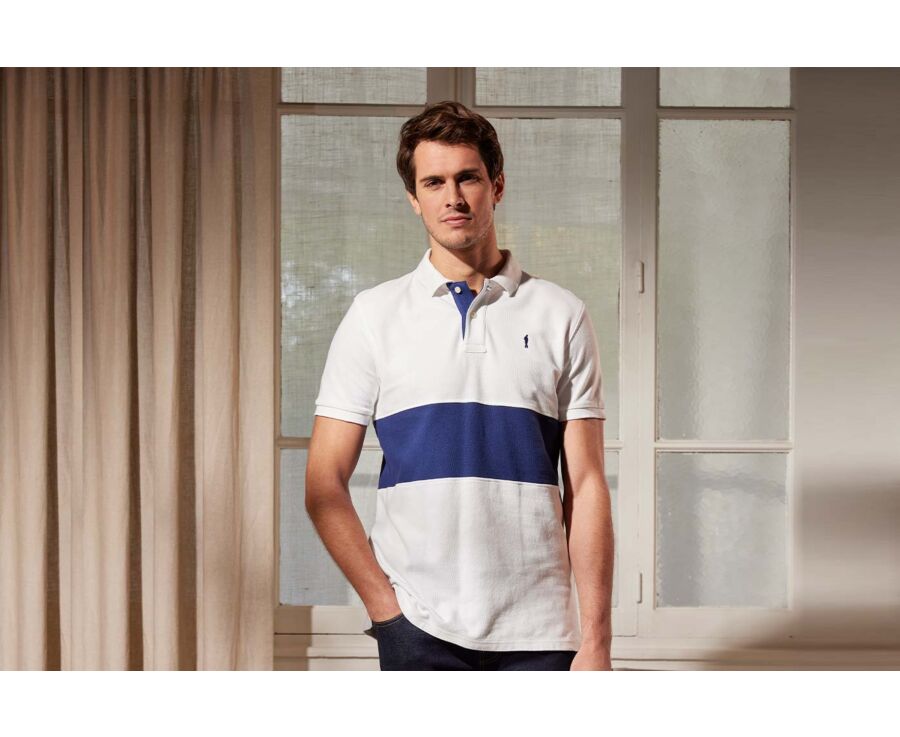 Polo homme Blanc et Marine - AURICK