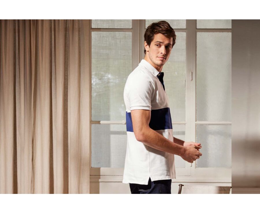 Polo homme Blanc et Marine - AURICK