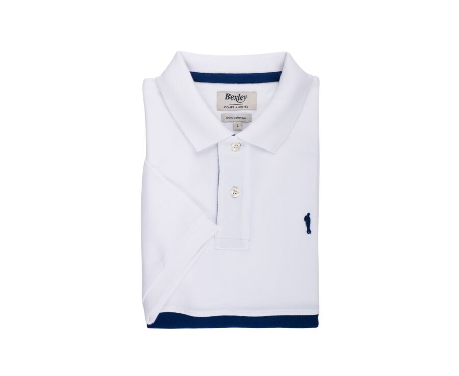 Polo homme Blanc et Marine - AURICK