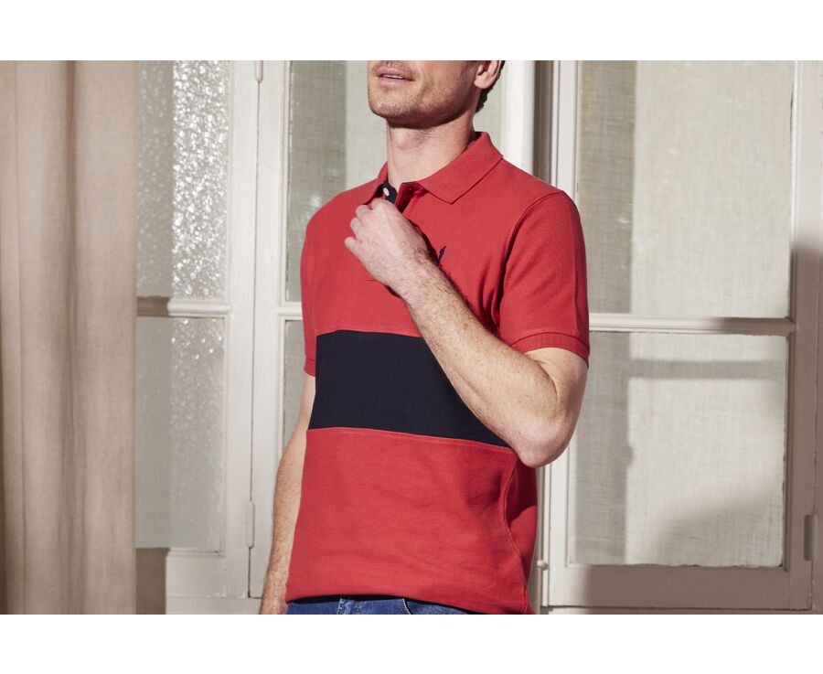 Polo homme Rouge basque et Marine - AURICK