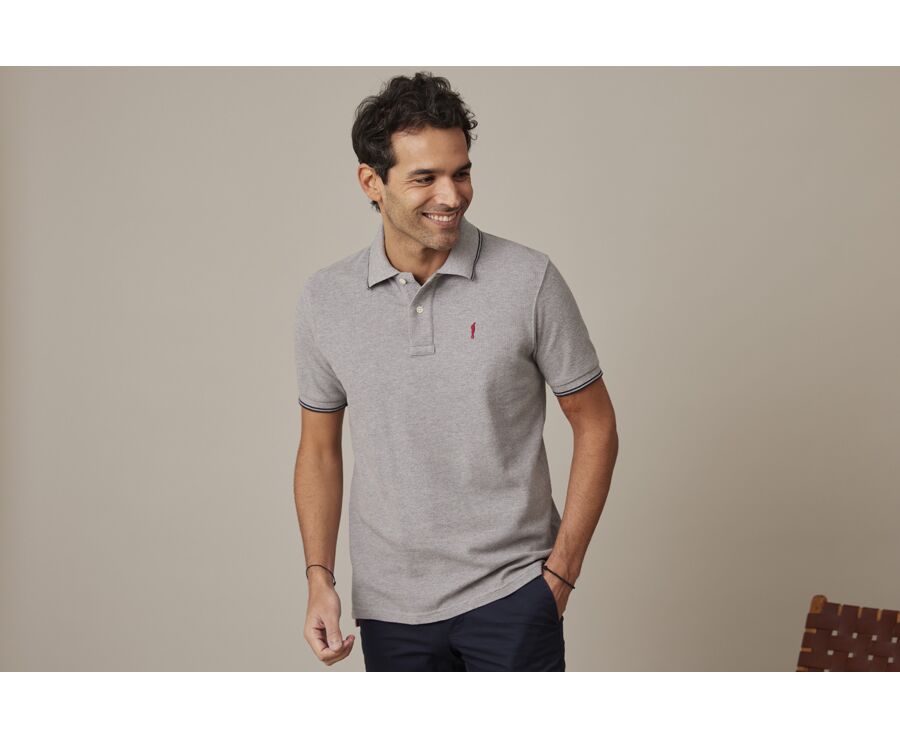 Polo homme Gris Chiné et Navy - ADNEY