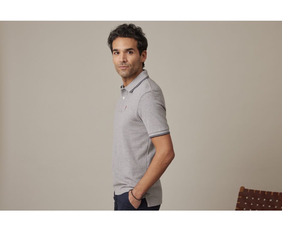 Polo homme Gris Chiné et Navy - ADNEY