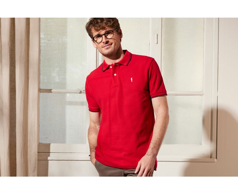 Polo homme Rouge et Navy - ADNEY