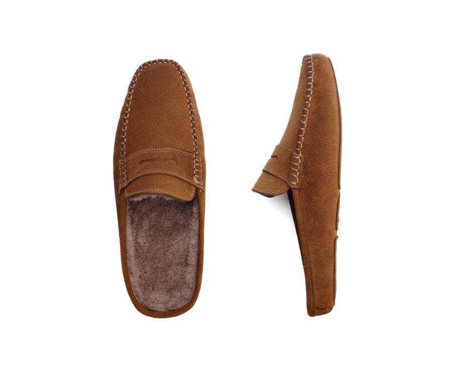 Chaussons ouverts homme velours Chamois