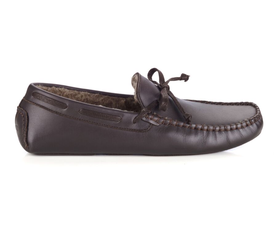 Chaussons homme cuir Chocolat