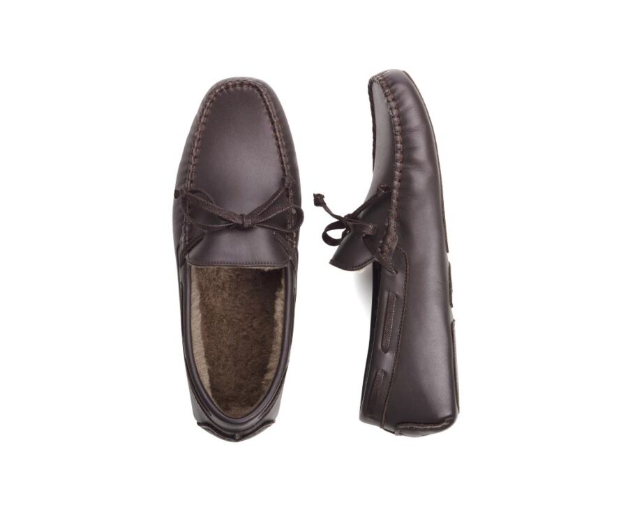 Chaussons homme cuir Chocolat
