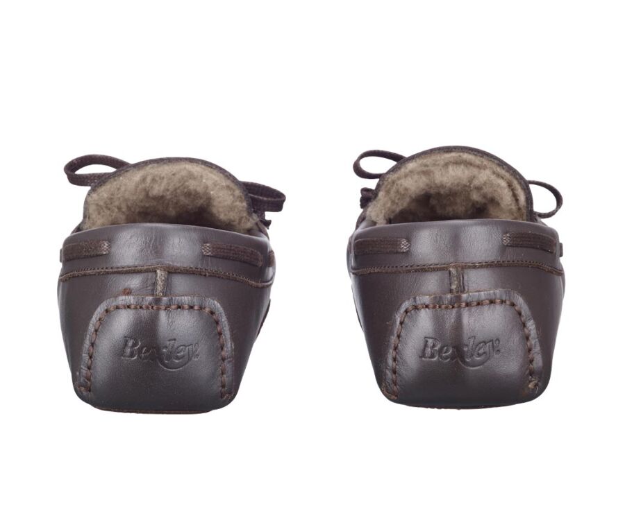 Chaussons homme cuir Chocolat