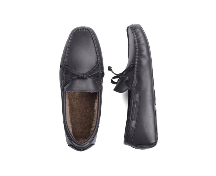 Chaussons homme cuir Noir
