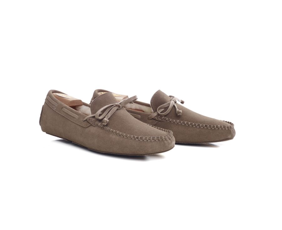 Chaussons homme croute de velours Taupe Bexley