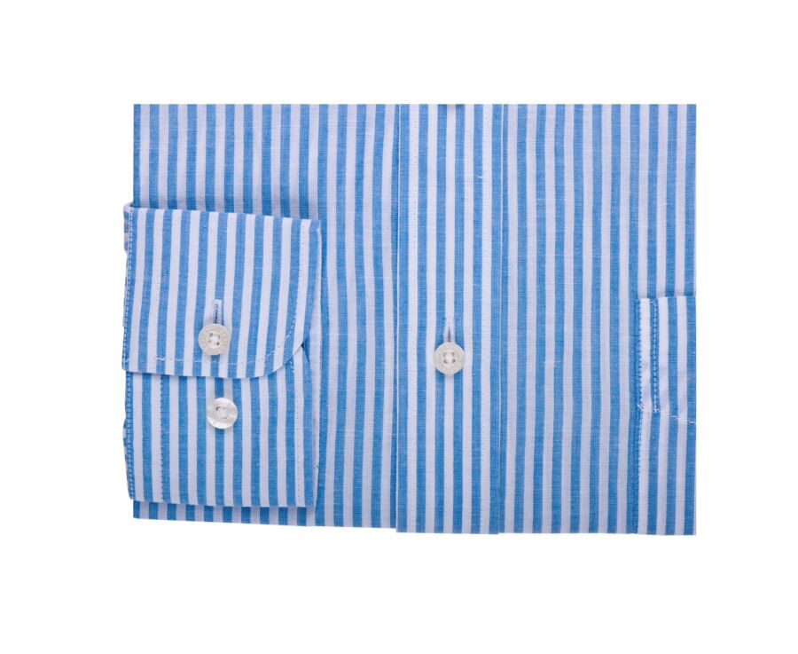 Chemise coton lin rayée bleue et blanche - VALOIRE