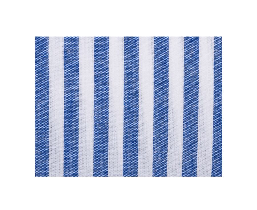 Chemise manches longues coton et lin Bleu Océan et Blanc - COLTEN