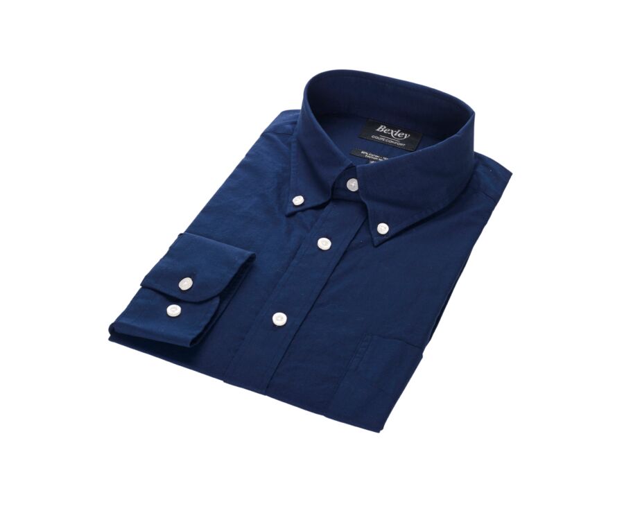 Chemise manches longues coton et lin Navy - COLTEN