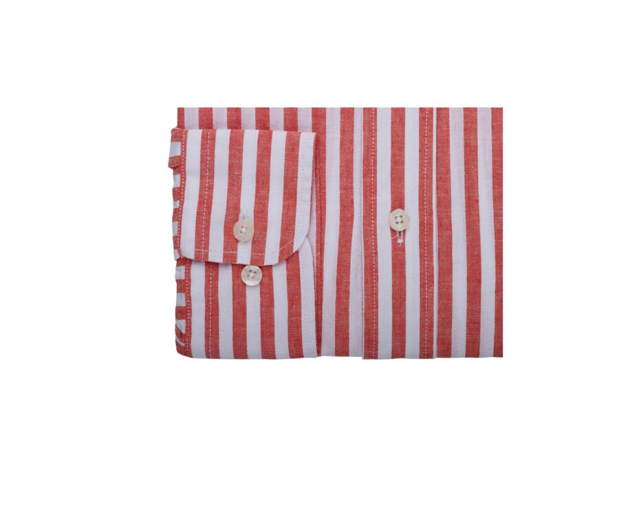 Chemise manches longues coton et lin Corail et Blanc - COLTEN