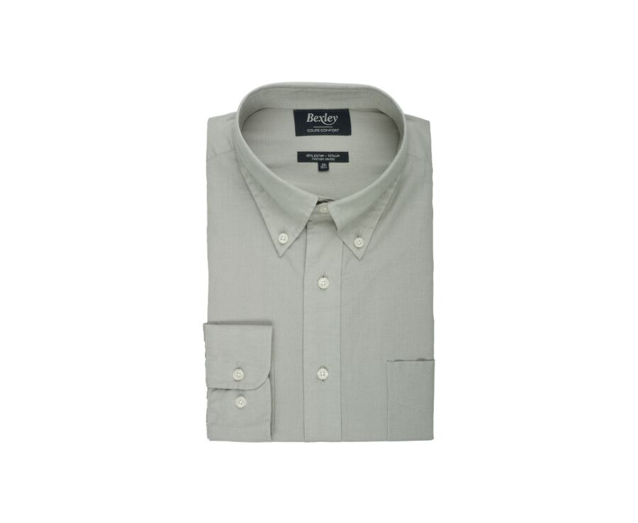 Chemise manches longues coton et lin Vert tilleuil - COLTEN