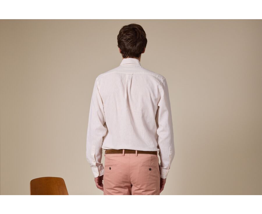 Chemise manches longues coton et lin Chambray Ecru - COLTEN