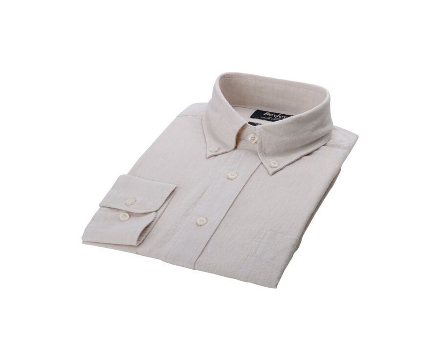 Chemise manches longues coton et lin Chambray Ecru - COLTEN