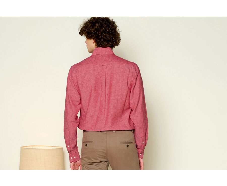 Chemise manches longues coton et lin Chambray Rouge - COLTEN