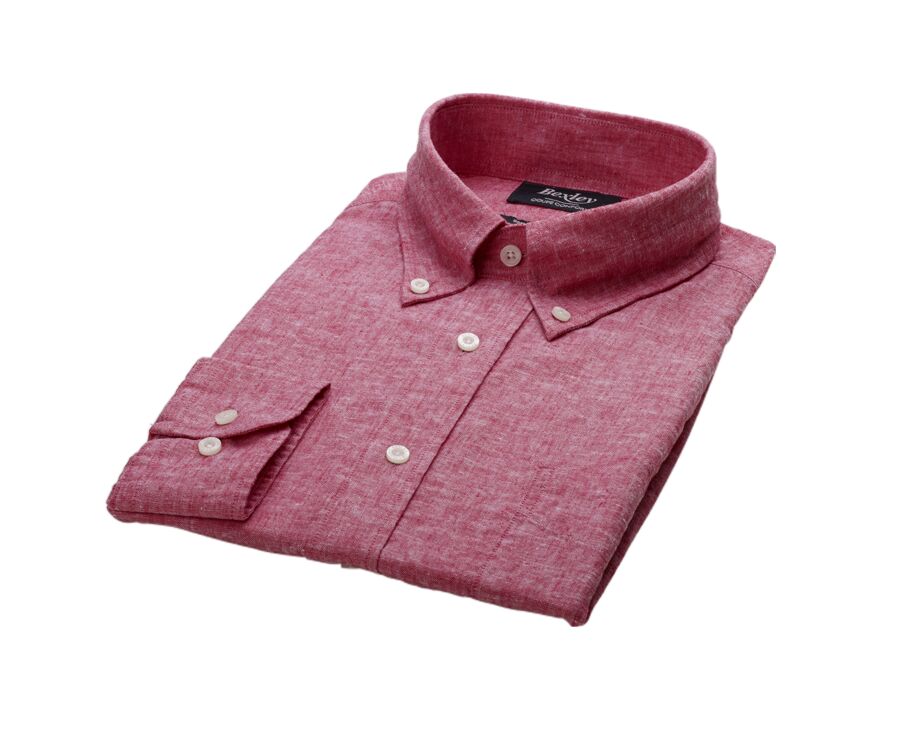 Chemise manches longues coton et lin Chambray Rouge - COLTEN