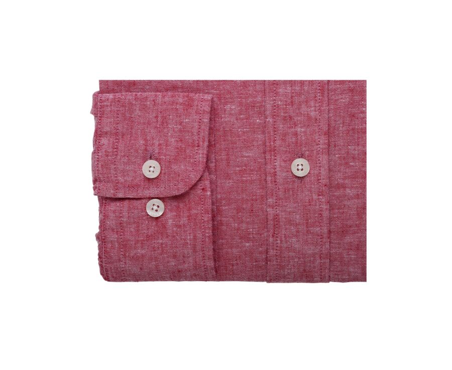 Chemise manches longues coton et lin Chambray Rouge - COLTEN