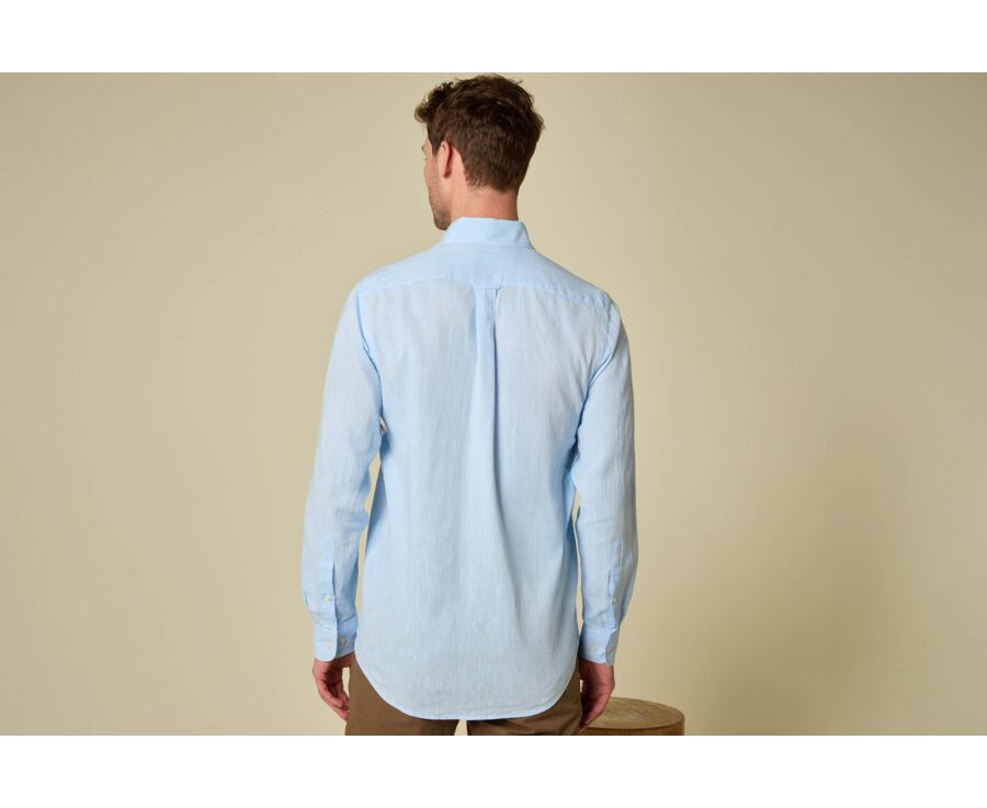 Chemise coton/lin Chambray Bleu Clair - COLTEN