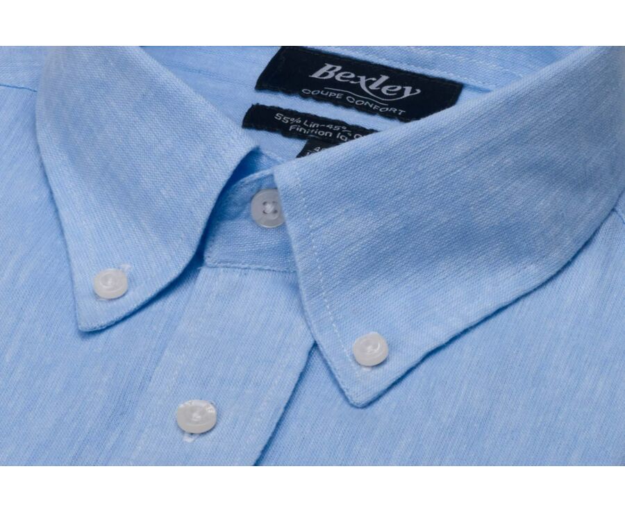 Chemise coton/lin Chambray Bleu Clair - COLTEN