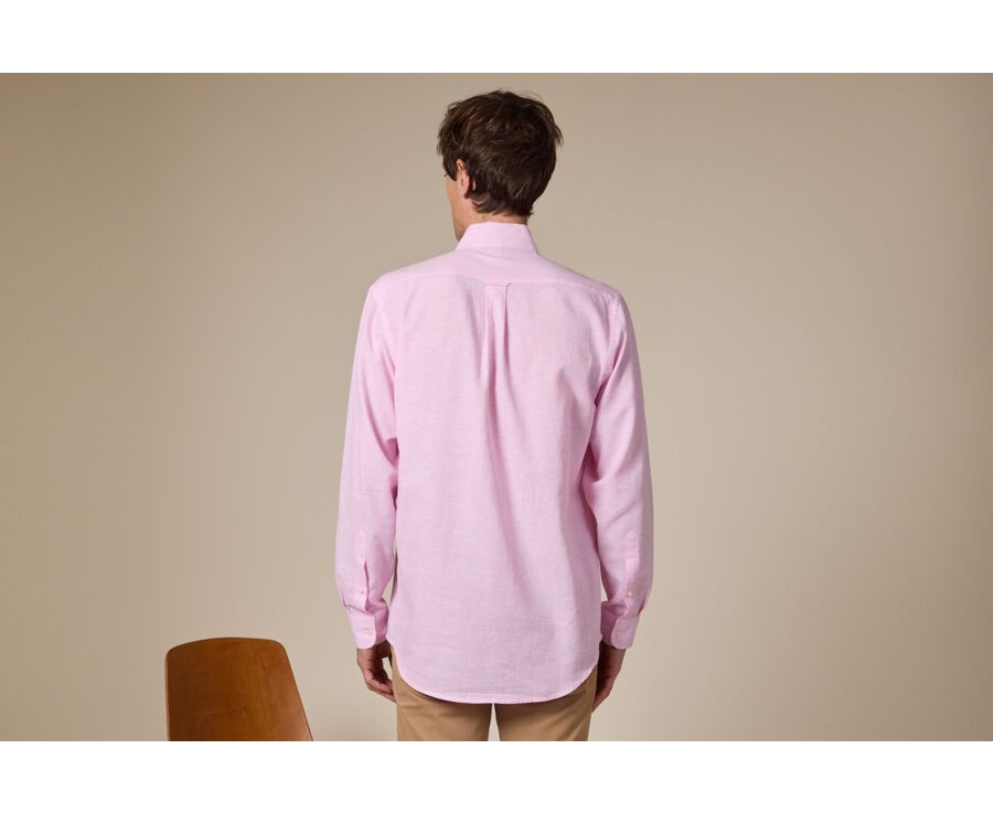 Chemise coton/lin Chambray Rose - COLTEN