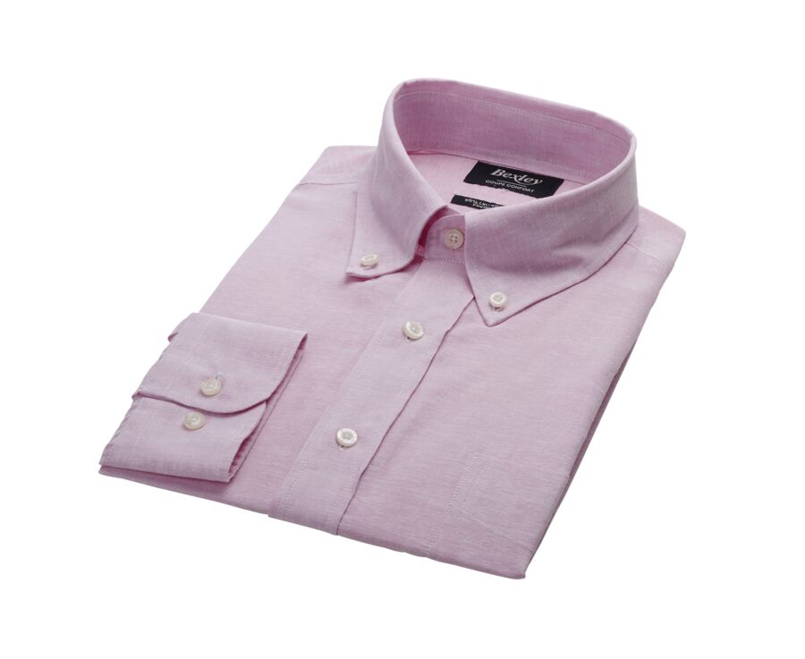 Chemise coton/lin Chambray Rose - COLTEN
