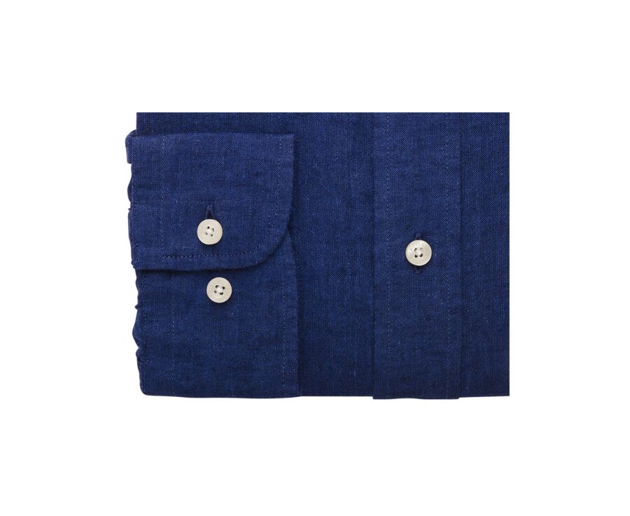 Chemise manches longues coton et lin Chambray Indigo - COLTEN