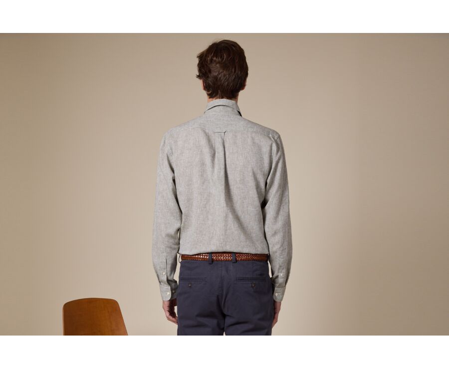 Chemise coton/lin Chambray Vert Kaki - COLTEN