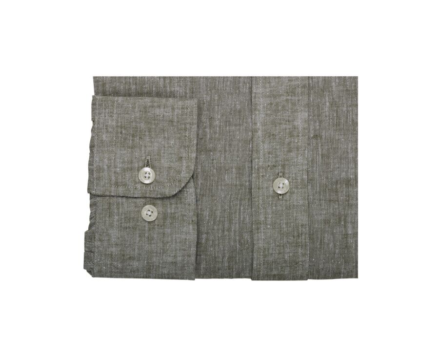 Chemise coton/lin Chambray Vert Kaki - COLTEN