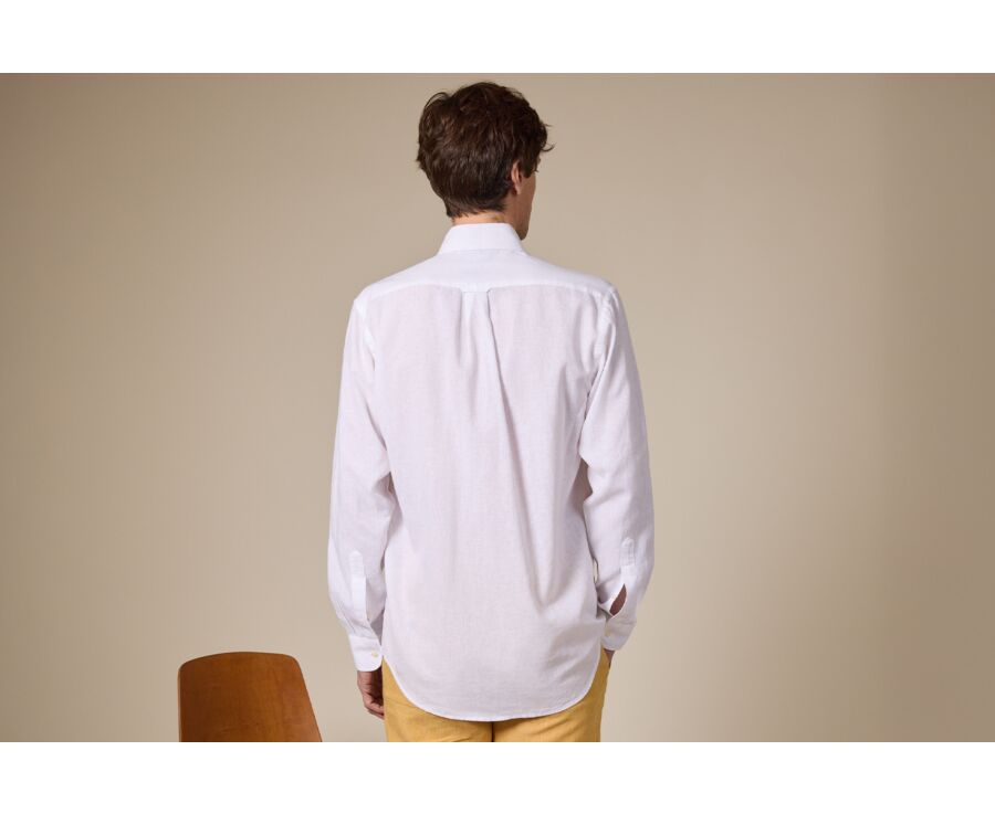 Chemise coton/lin Chambray Blanc  - COLTEN
