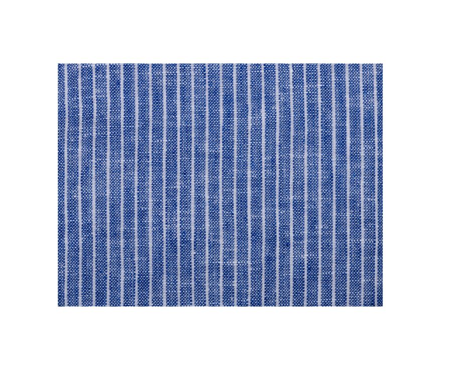 Chemise manches longues coton et lin Chambray Bleu et liseré Blanc - COLTEN