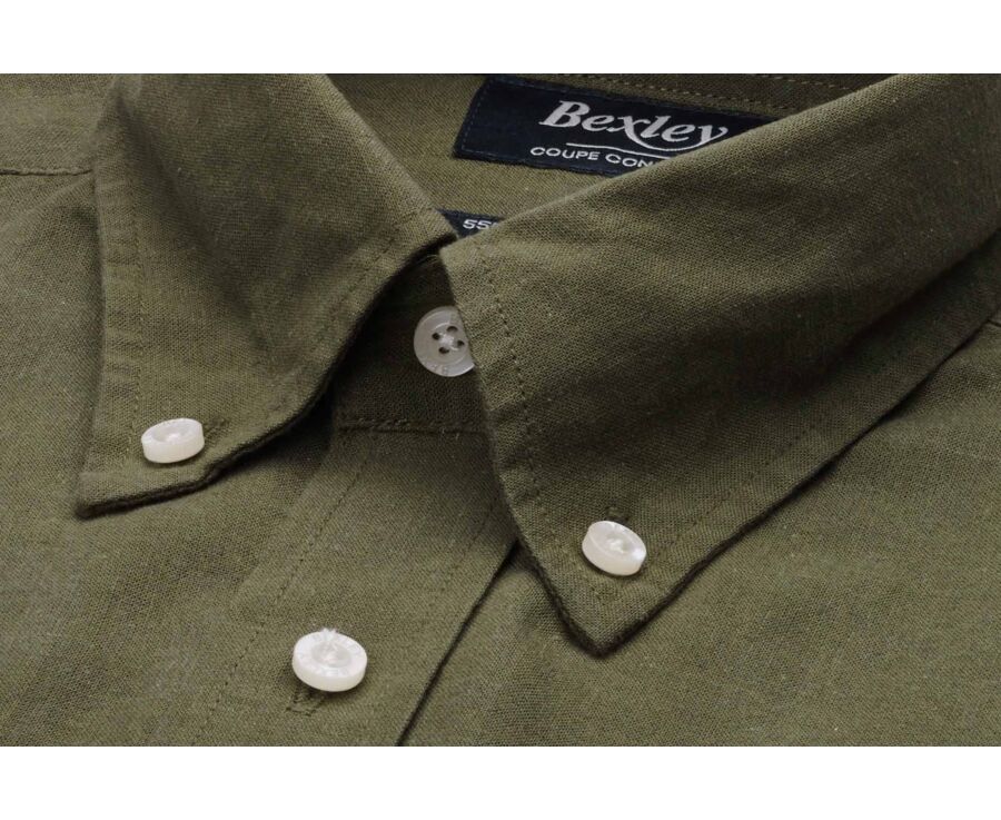 Chemise coton/lin Chambray Vert Foret - COLTEN