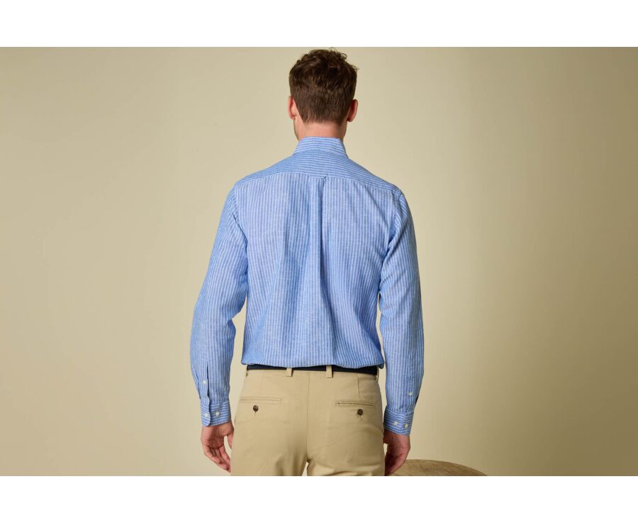 Chemise coton/lin - Chambray Bleu Ocean et Bleu - COLTEN