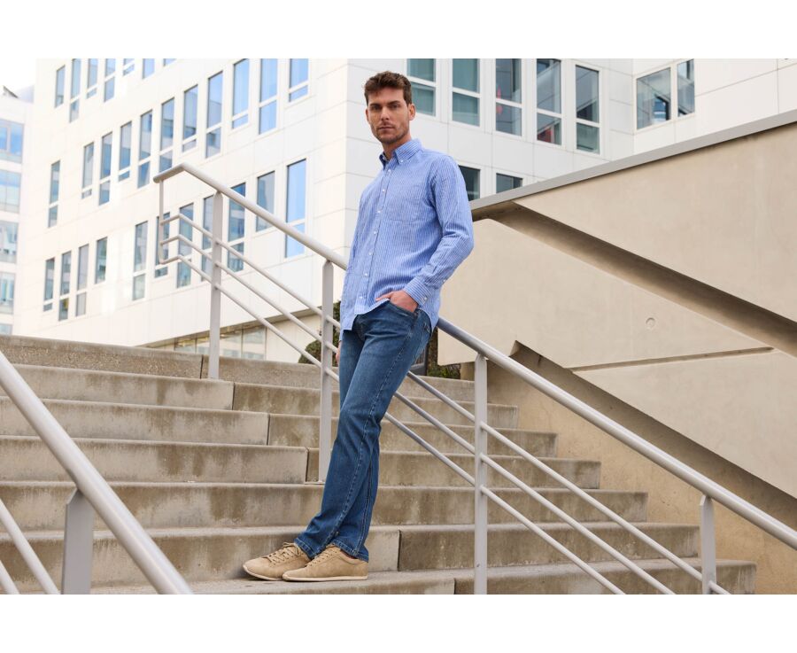 Chemise coton/lin - Chambray Bleu Ocean et Bleu - COLTEN