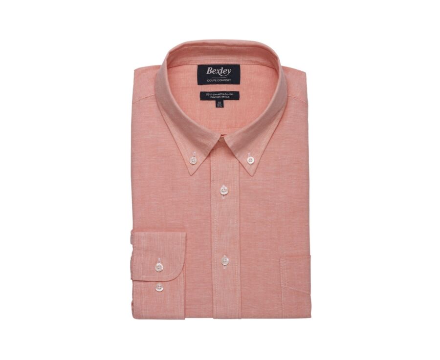 Chemise coton/lin Chambray Orange Pâle - COLTEN