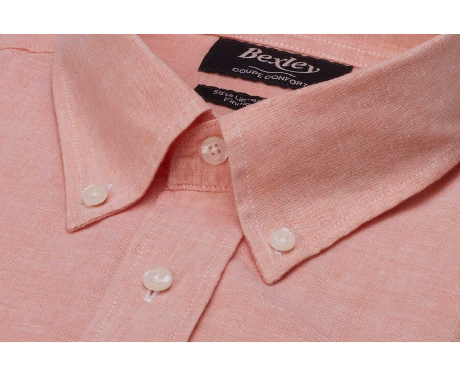 Chemise coton/lin Chambray Orange Pâle - COLTEN