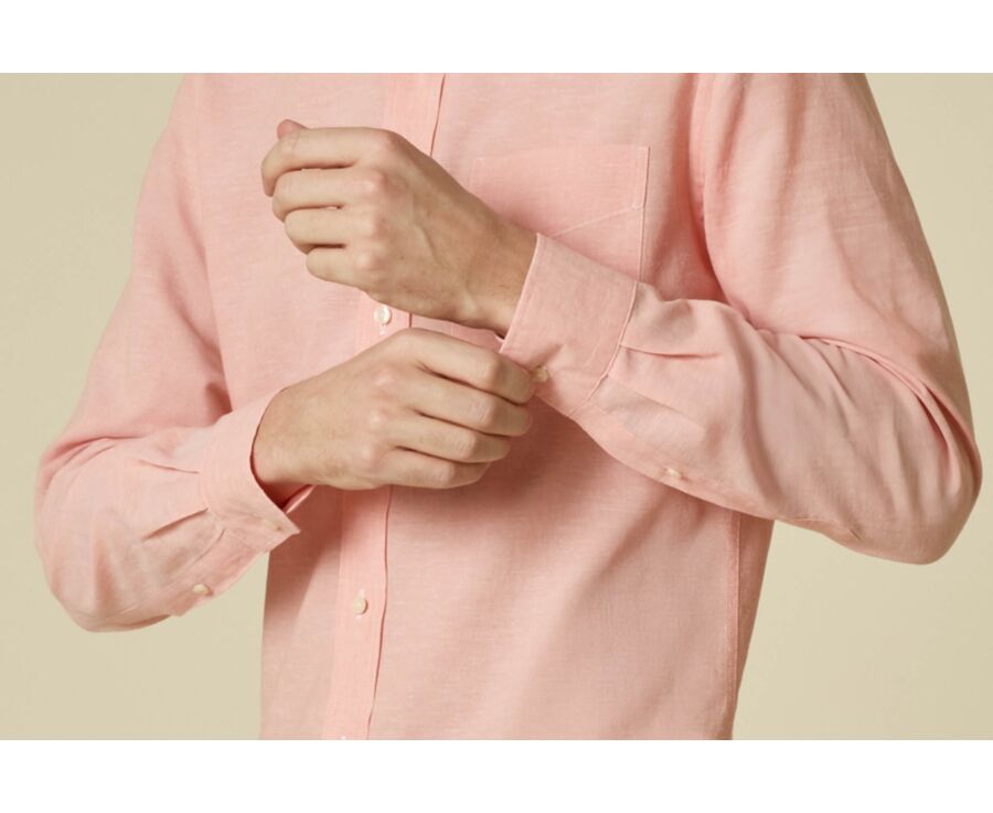 Chemise coton/lin Chambray Orange Pâle - COLTEN