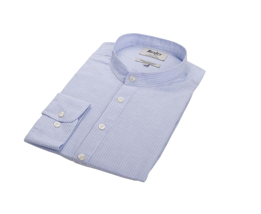 Chemise tunique coton lin à rayures fines bleues et blanches - VALBERT