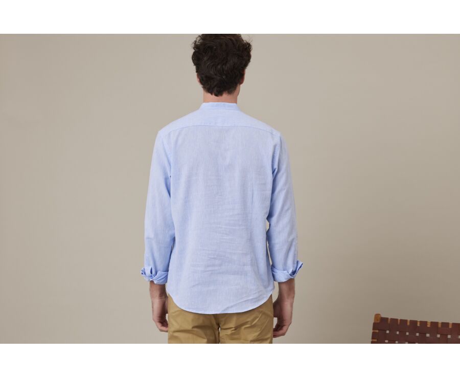 Chemise tunique coton lin Bleu - VALBERT