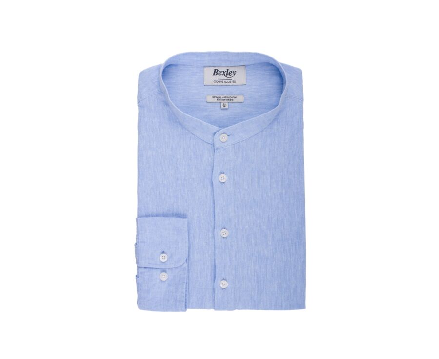 Chemise tunique coton lin Bleu - VALBERT