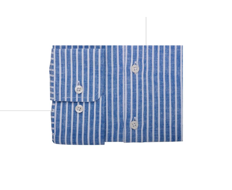 Chemise tunique coton lin Chambray Bleu Océan et Blanc - VALBERT