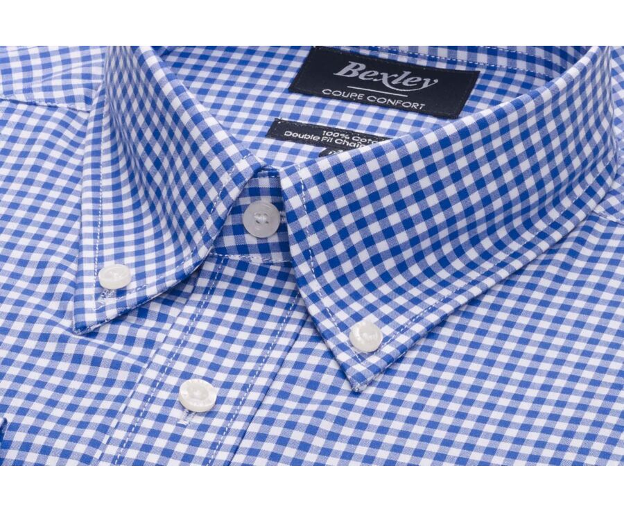 Chemise à carreaux homme bleue clair et blanche - CODELL